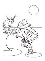 coloriage fillette qui ramasse des oeufs de paques